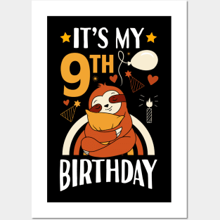 It's My 9th Birthday Sloth Posters and Art